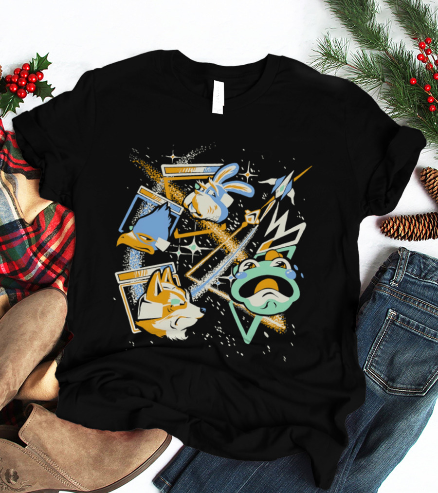 Star Fox Slippy Toad Peppy Hare Falco Lombardi Retro Game Characters T-Shirt