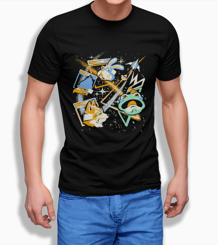 Star Fox Slippy Toad Peppy Hare Falco Lombardi Retro Game Characters T-Shirt