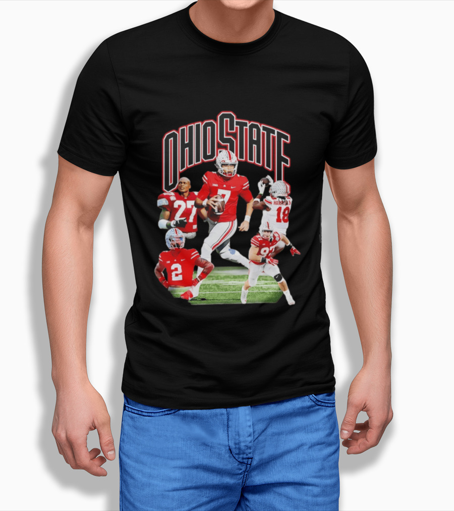 Ohio State Football Collage Featuring Harrison Jr And Star Players T-Shirt