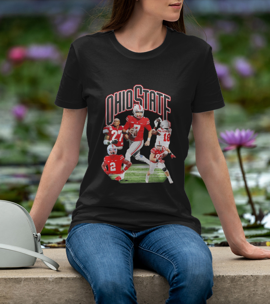 Ohio State Football Collage Featuring Harrison Jr And Star Players T-Shirt