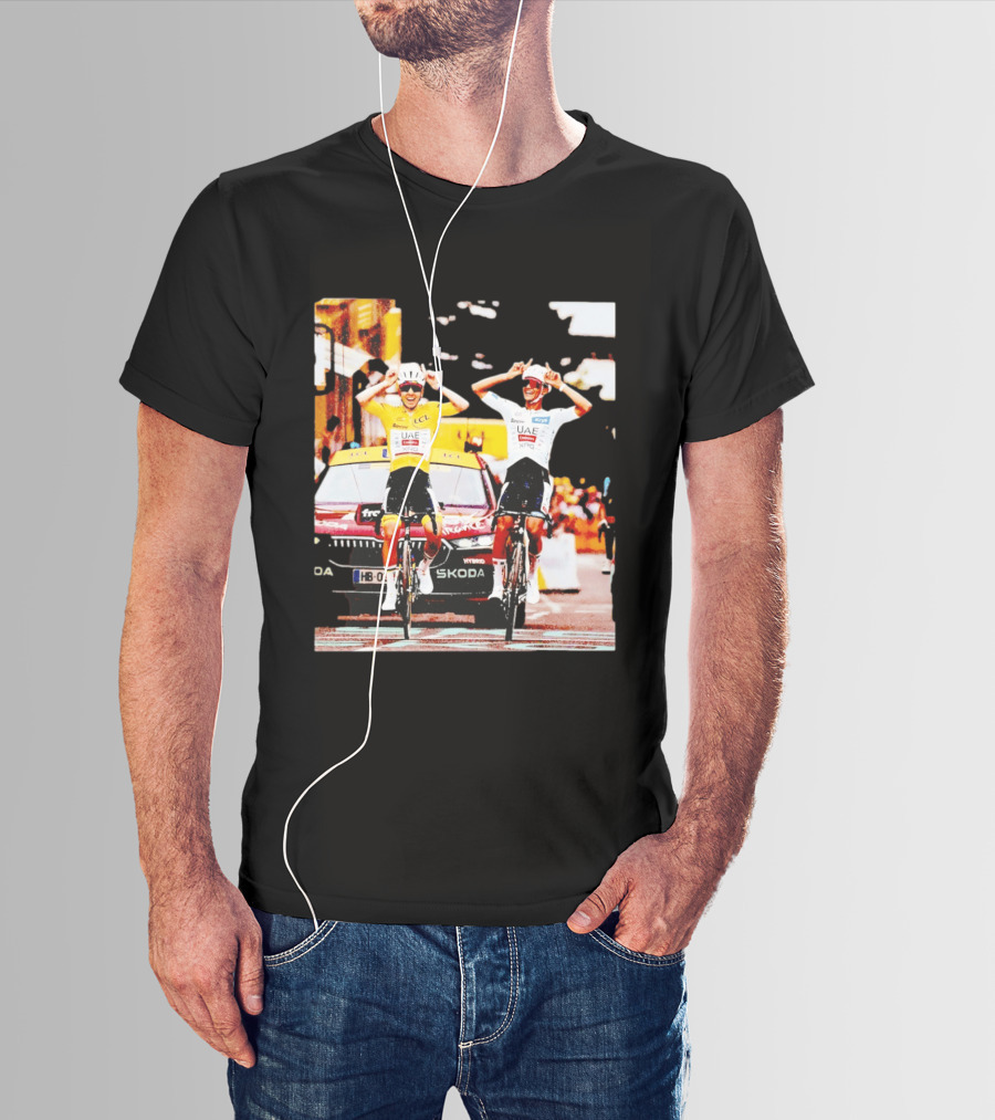 Tadej Pogačar Isaac Del Toro UAE Team Emirates Cycling Skoda Tour Celebratory Finish T-Shirt