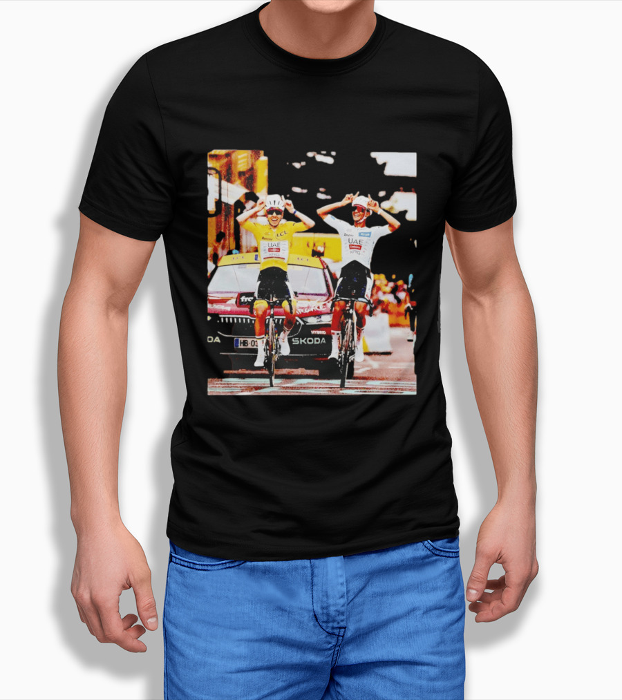 Tadej Pogačar Isaac Del Toro UAE Team Emirates Cycling Skoda Tour Celebratory Finish T-Shirt
