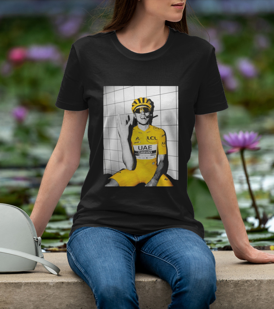 Tadej Pogačar UAE Emirates LCL Yellow Jersey Cycling Champion T-Shirt