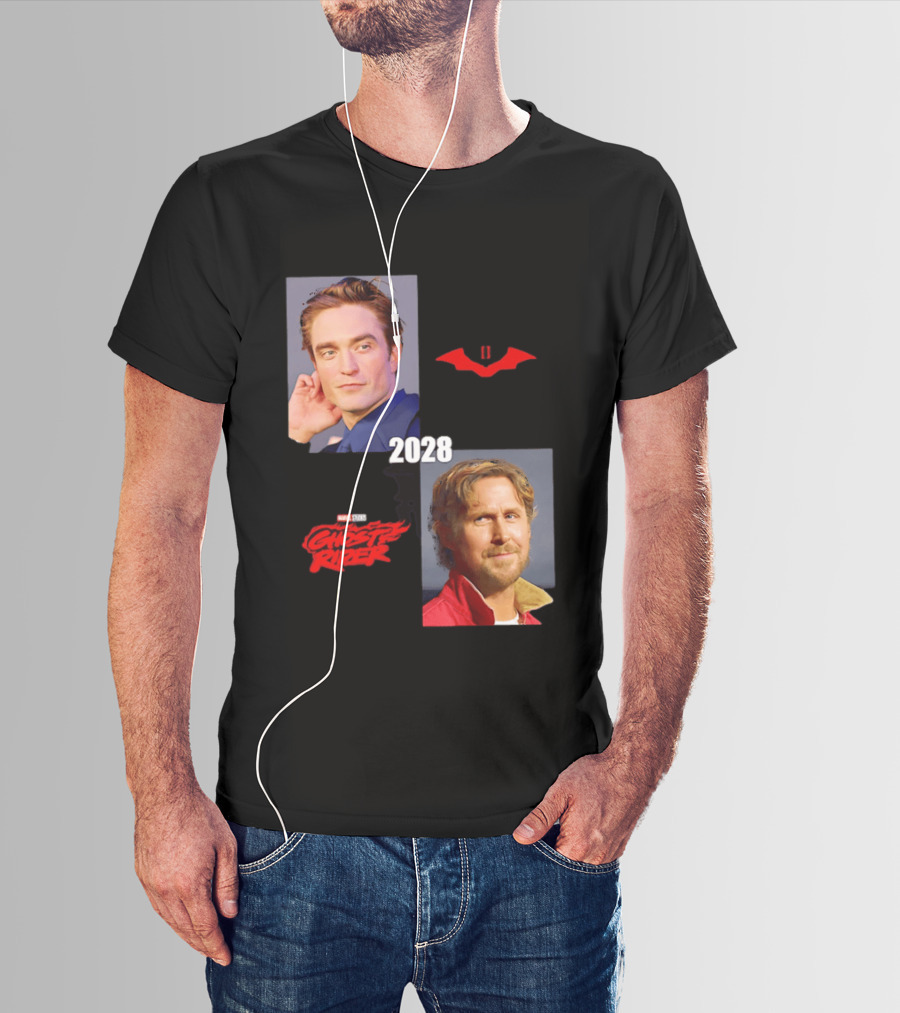The Batman 2 2028 Marvel Studios Ghost Rider Robert Pattinson Ryan Gosling T-Shirt
