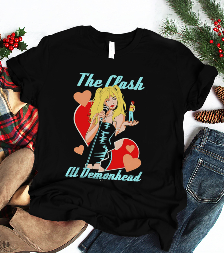 The Clash At Demonhead Heart And Singer With Microphone And Red Haired Figure T-Shirt