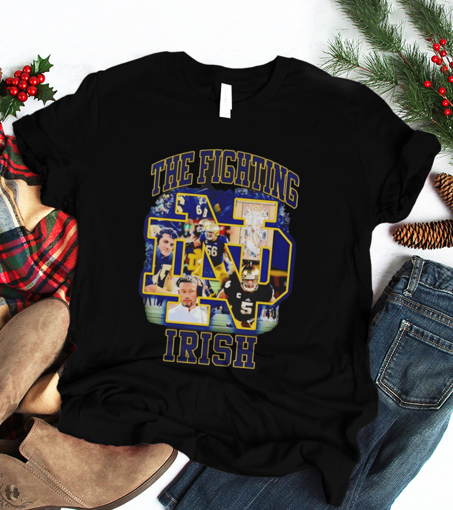 The Fighting Irish Notre Dame Collage With Marcus Freeman Players T-Shirt