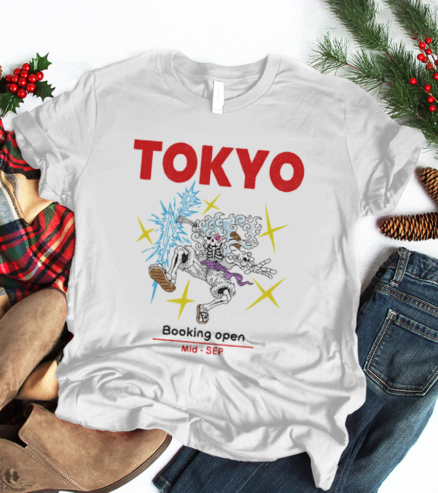 Tokyo Booking Open Mid Sep One Piece Luffy Skeleton Burst T-Shirt