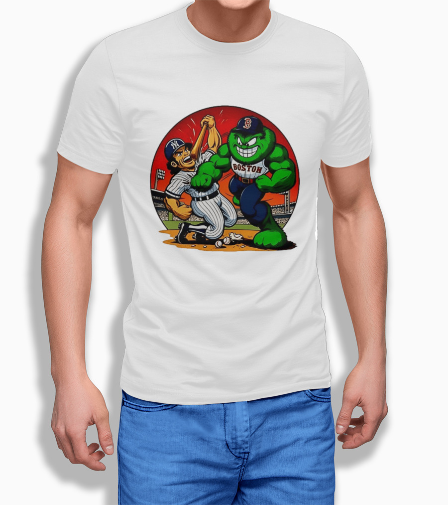 Boston Red Sox Vs New York Yankees Rivalry Cartoon Monsters Showdown T-Shirt
