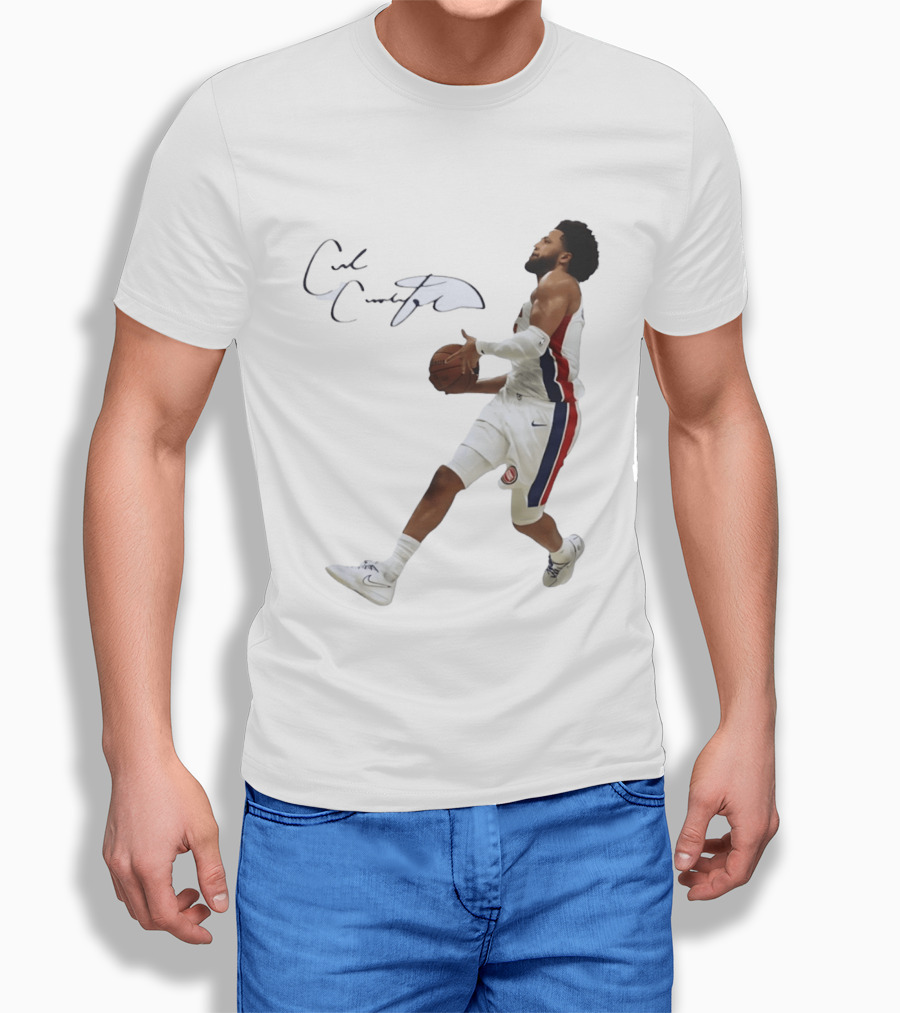 Cade Cunningham Autographed Windmill Dunk Detroit Basketball T-Shirt