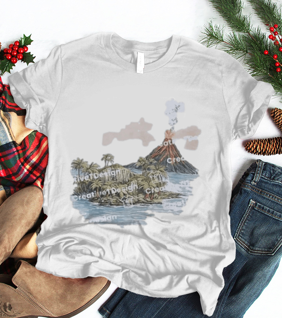 Lava Flow Volcano Tropical Island Creative T-Shirt