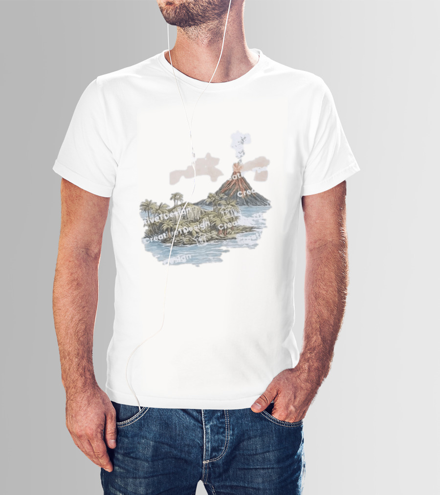 Lava Flow Volcano Tropical Island Creative T-Shirt