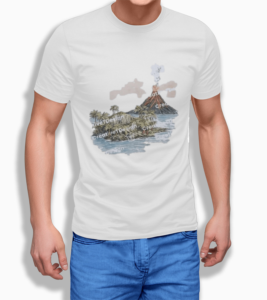 Lava Flow Volcano Tropical Island Creative T-Shirt