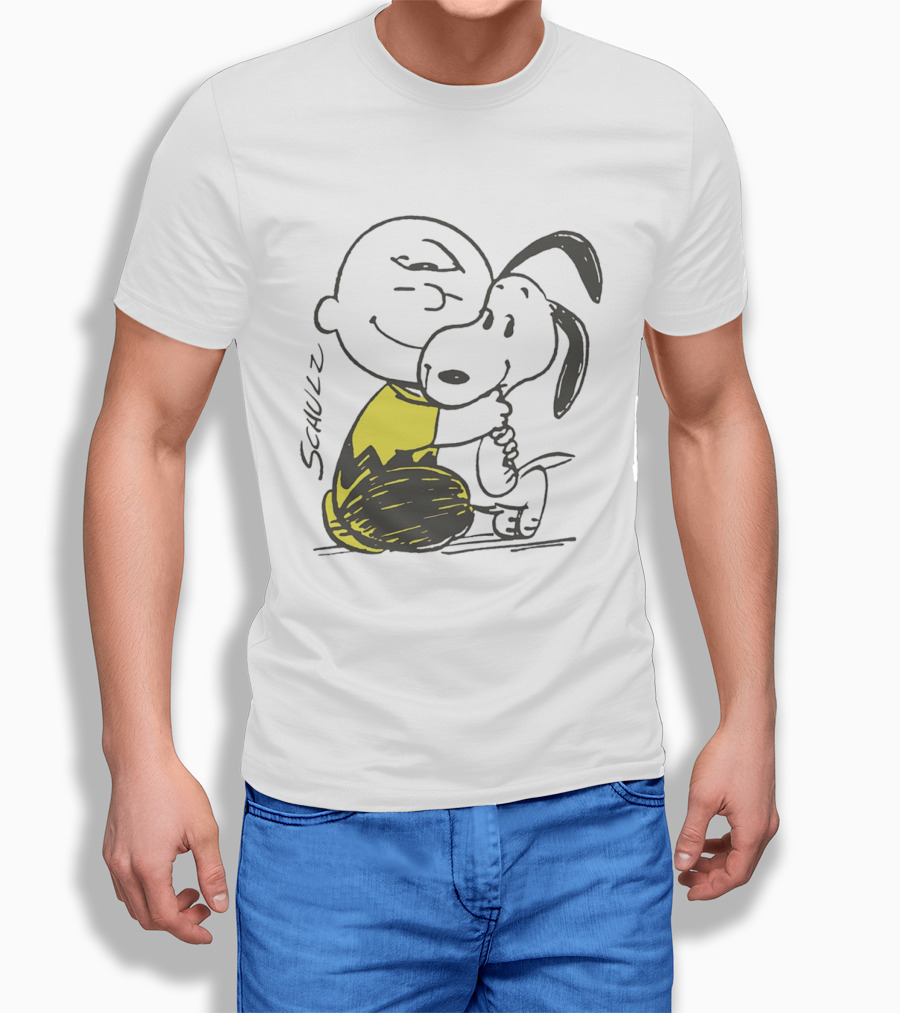 Schulz Charlie Brown Snoopy Hugging Classic Peanuts Friendship T-Shirt