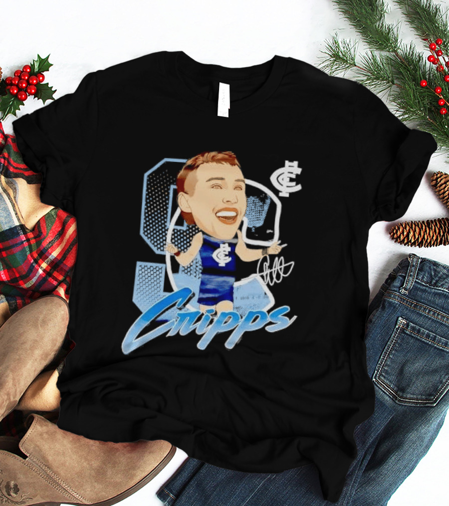 Carlton FC Patrick Cripps Caricature With Signature T-Shirt