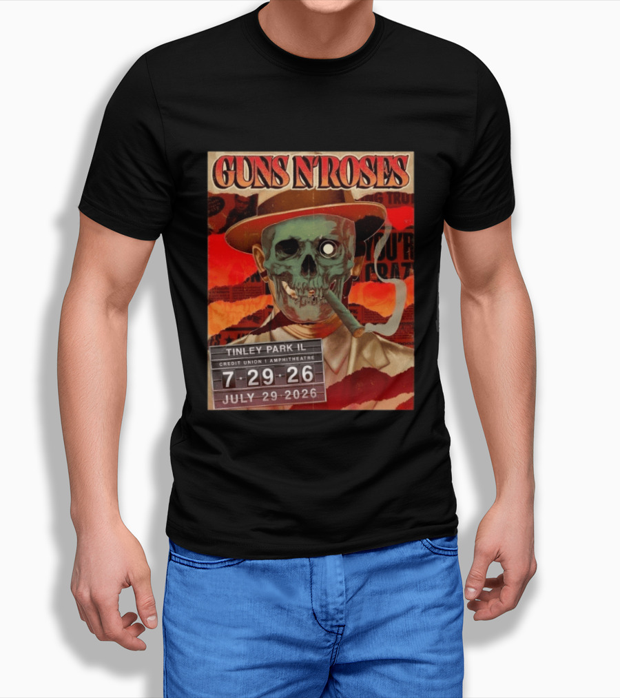 Guns N Roses Tinley Park IL July 29 2026 Concert Credit Union 1 Amphitheatre T-Shirt