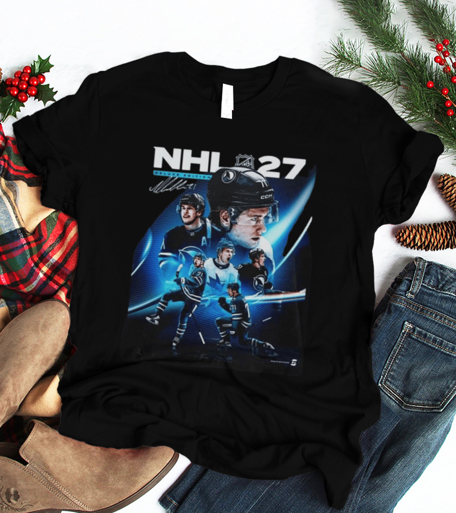 NHL 27 Deluxe Edition Macklin Celebrini Autographed Cover T-Shirt
