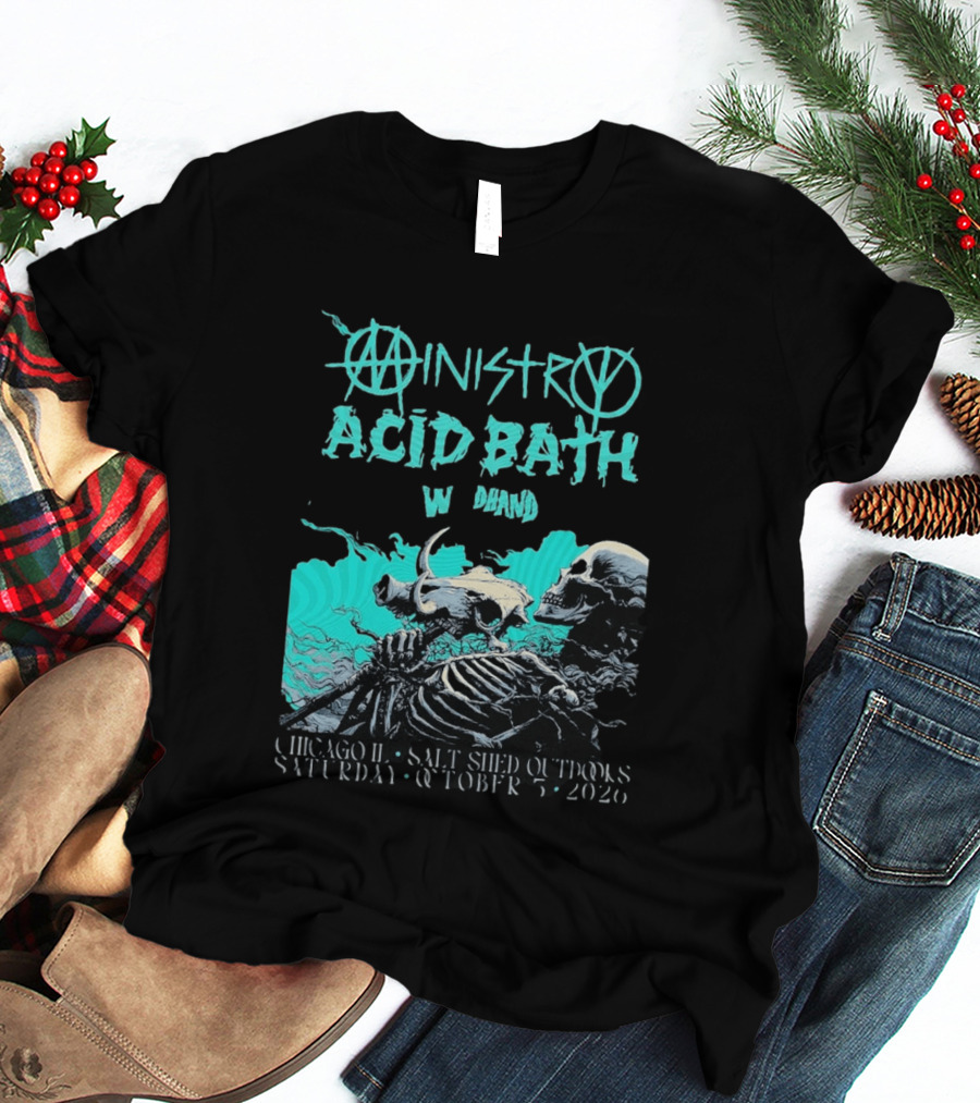 Ministry X Acid Bath Windhand Chicago IL Salt Shed Outdoors October 3 2026 Skeletons And Sea Monster T-Shirt