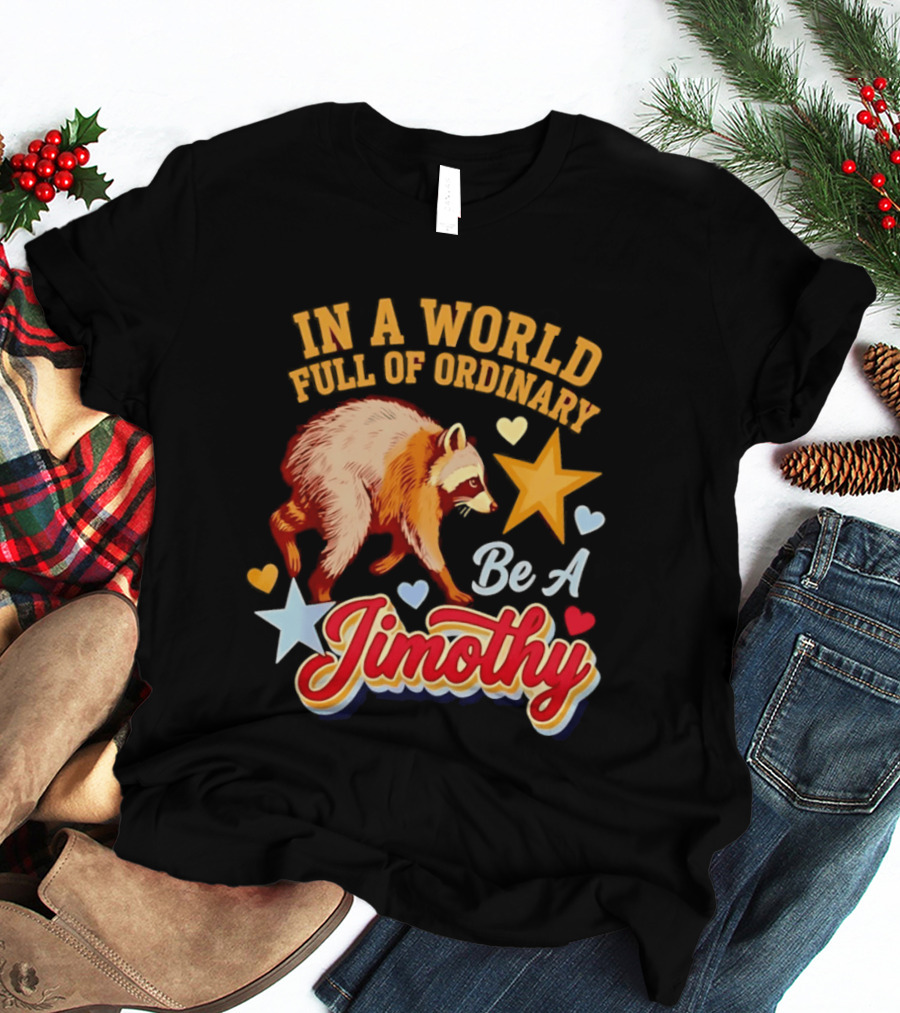 In A World Full Of Ordinary Be A Jimothy Raccoon Stars Hearts T-Shirt