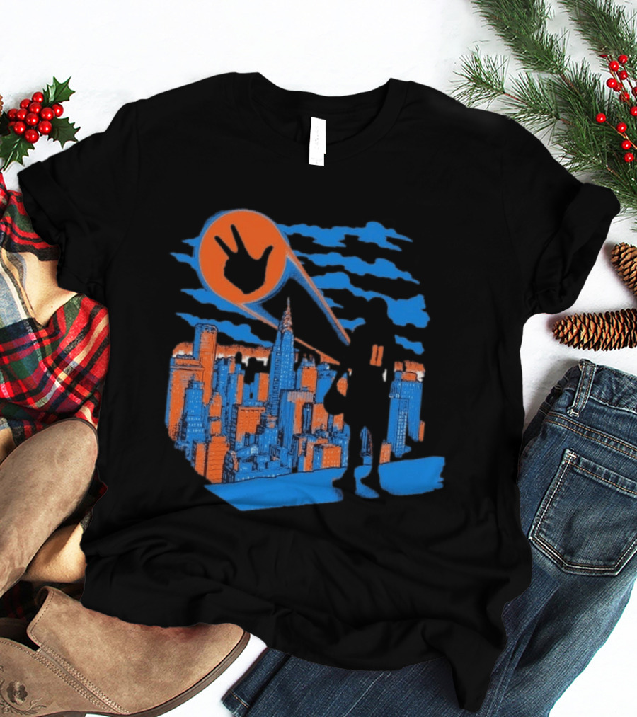New York Knicks Jalen Brunson NYC Skyline Hero Hand T-Shirt
