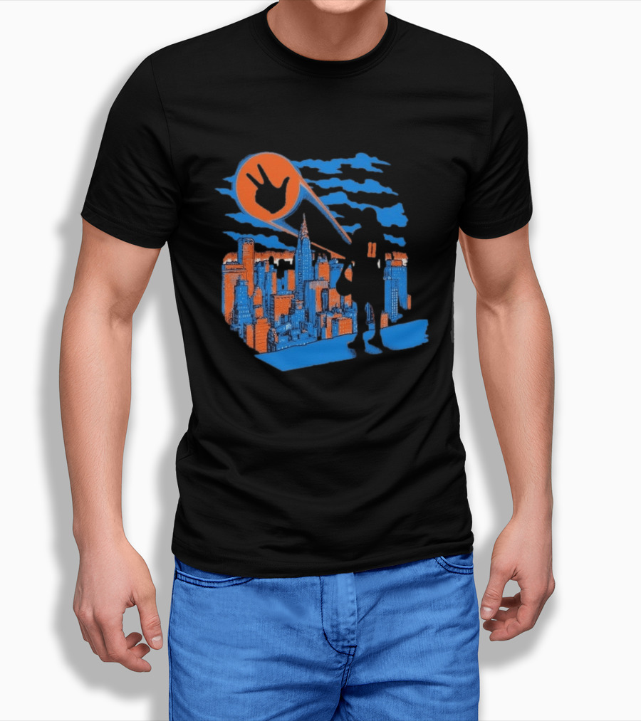 New York Knicks Jalen Brunson NYC Skyline Hero Hand T-Shirt
