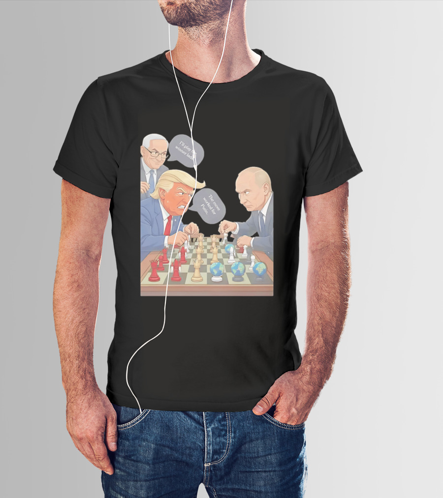 Political Chess Game Trump Putin World Leaders Cartoon T-Shirt