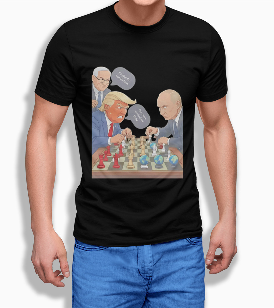 Political Chess Game Trump Putin World Leaders Cartoon T-Shirt