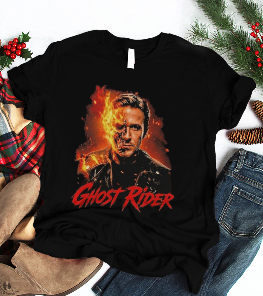 Ryan Gosling Ghost Rider Fiery Half Face Marvel T-Shirt