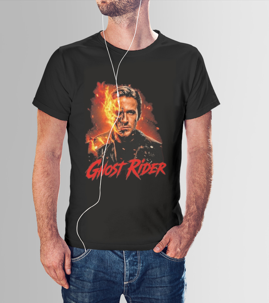 Ryan Gosling Ghost Rider Fiery Half Face Marvel T-Shirt