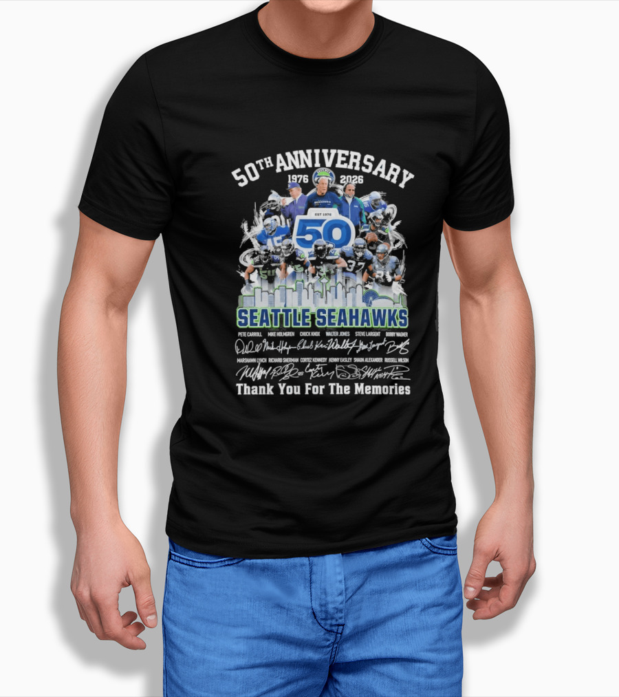 Seattle Seahawks 50th Anniversary 1976 2023 Thank You For The Memories T-Shirt