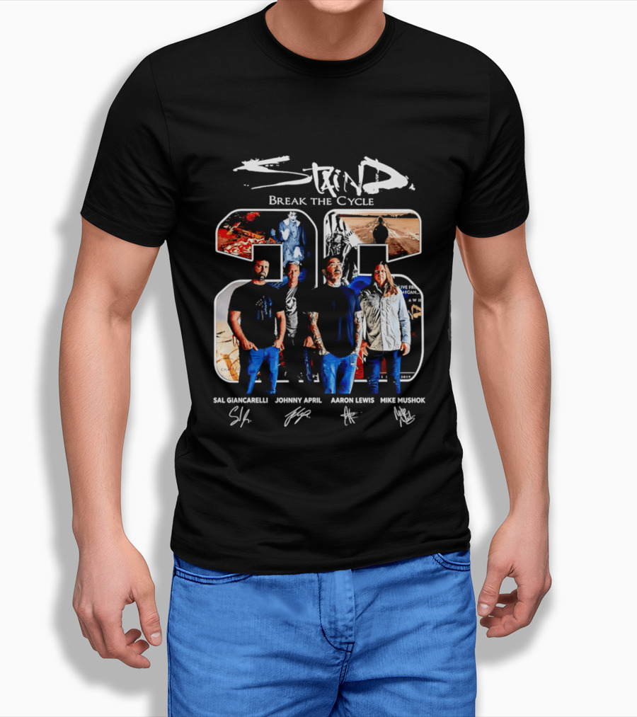 Staind Break The Cycle 25 Sal Giancarelli Johnny April Aaron Lewis Mike Mushok T-Shirt