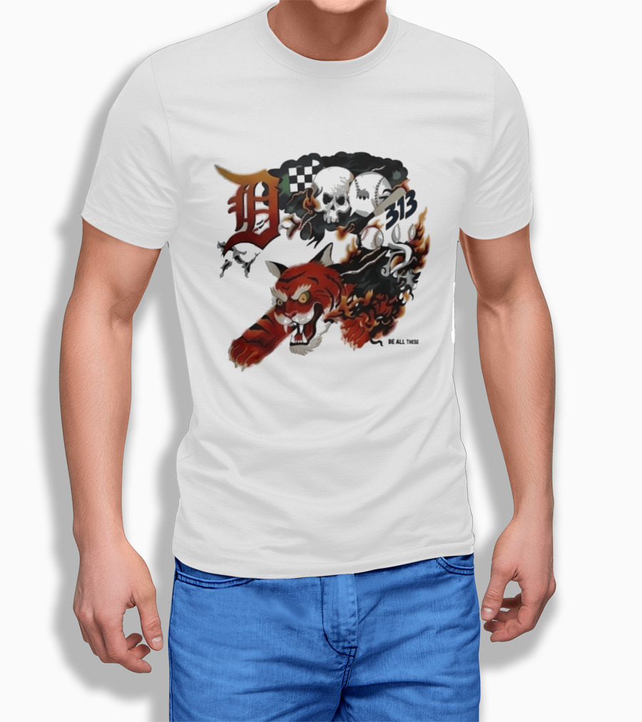 Detroit Tigers Boys & Girls Clubs Of Greater Detroit 313 Skulls Tiger Flame 2026 T-Shirt