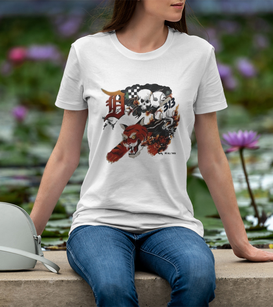 Detroit Tigers Boys & Girls Clubs Of Greater Detroit 313 Skulls Tiger Flame 2026 T-Shirt