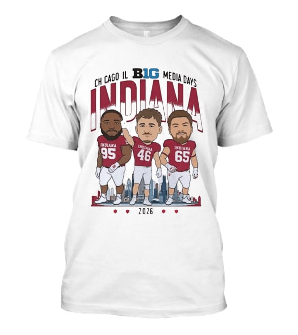 Indiana Hoosiers Big Ten Media Days 2026 Chicago Player Caricature T-Shirt