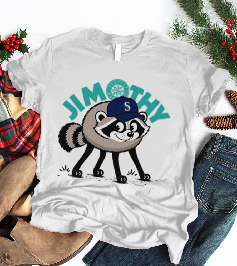 Jimothy Raccoon Mariners Baseball Cap T-Shirt