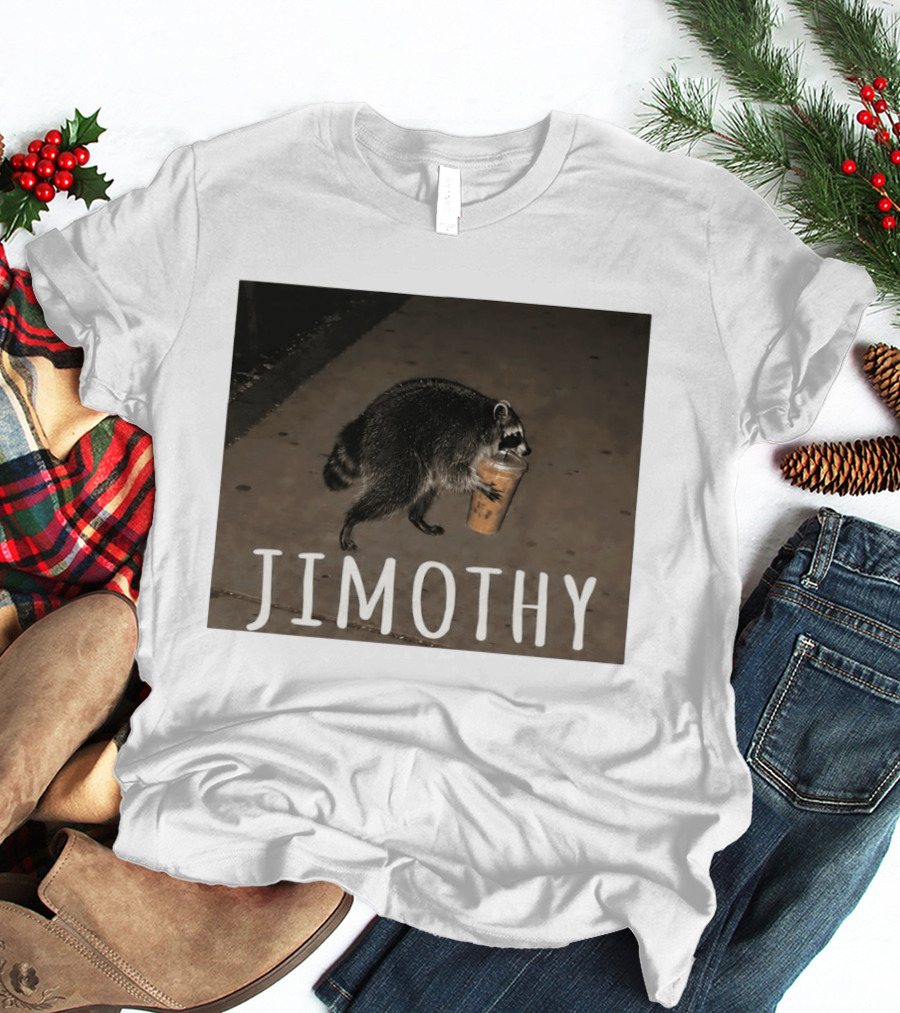Jimothy Raccoon Carrying Iced Coffee Meme Animal Lover T-Shirt