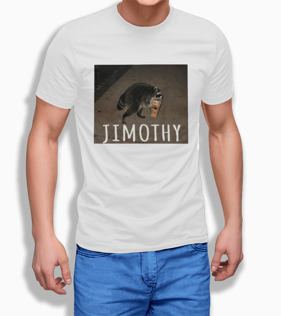 Jimothy Raccoon Carrying Iced Coffee Meme Animal Lover T-Shirt