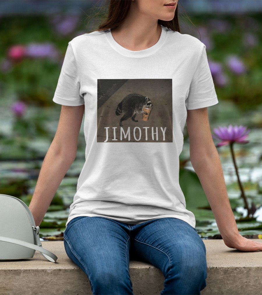 Jimothy Raccoon Carrying Iced Coffee Meme Animal Lover T-Shirt