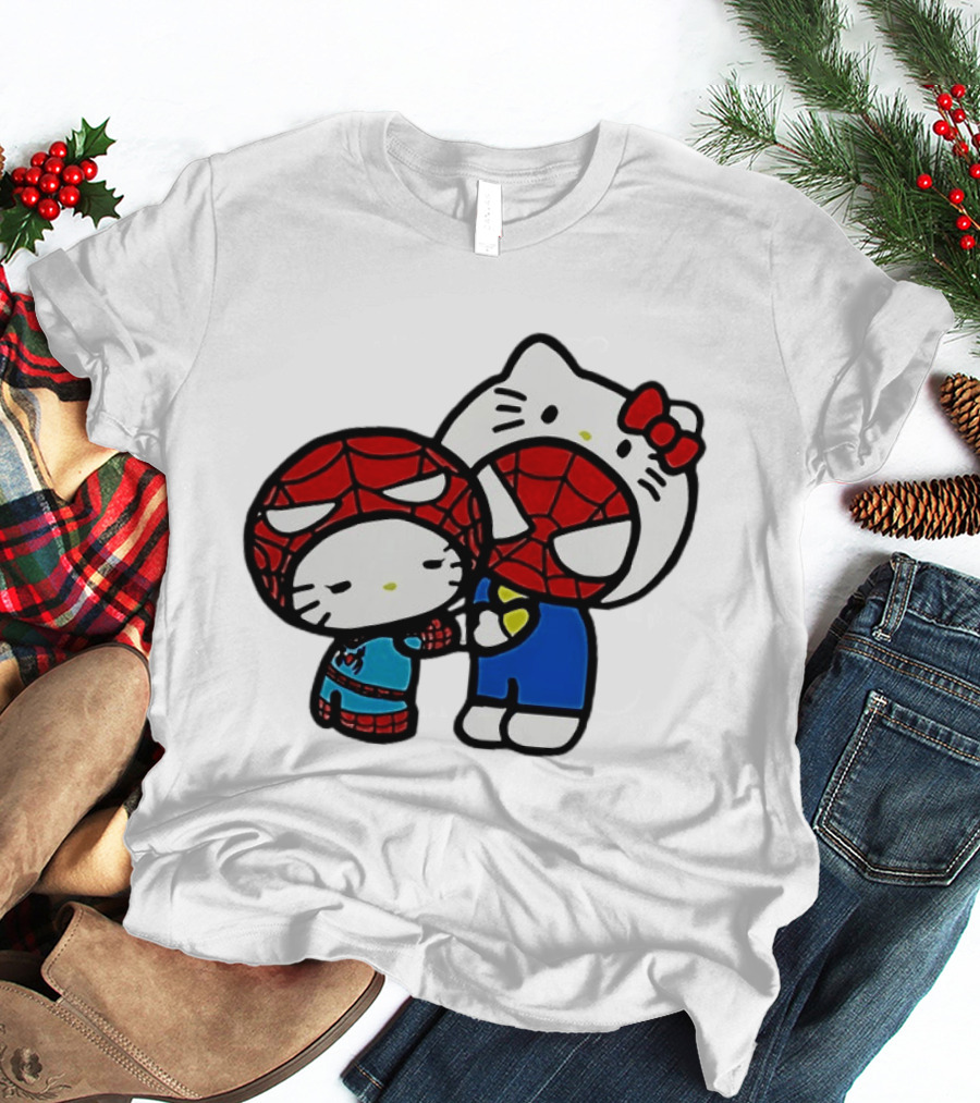 Kitty Hug Spider Man Mask Cute T-Shirt