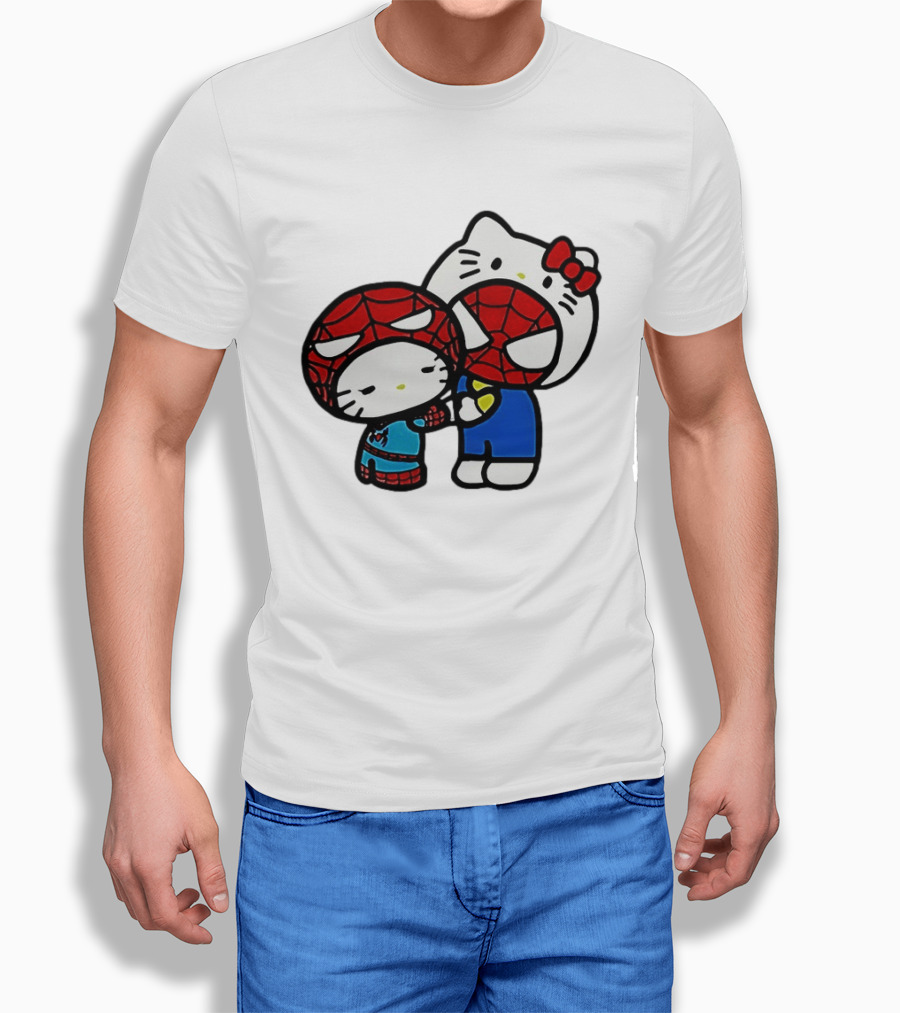 Kitty Hug Spider Man Mask Cute T-Shirt