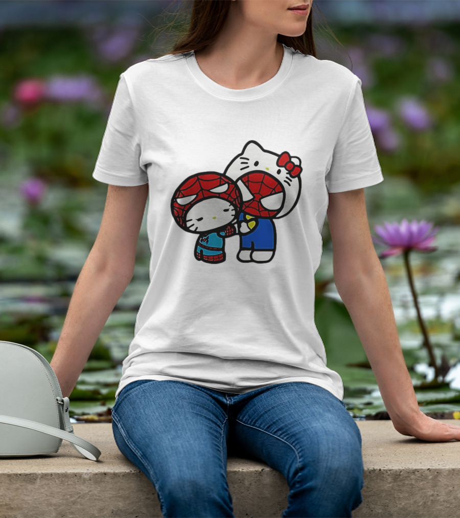 Kitty Hug Spider Man Mask Cute T-Shirt