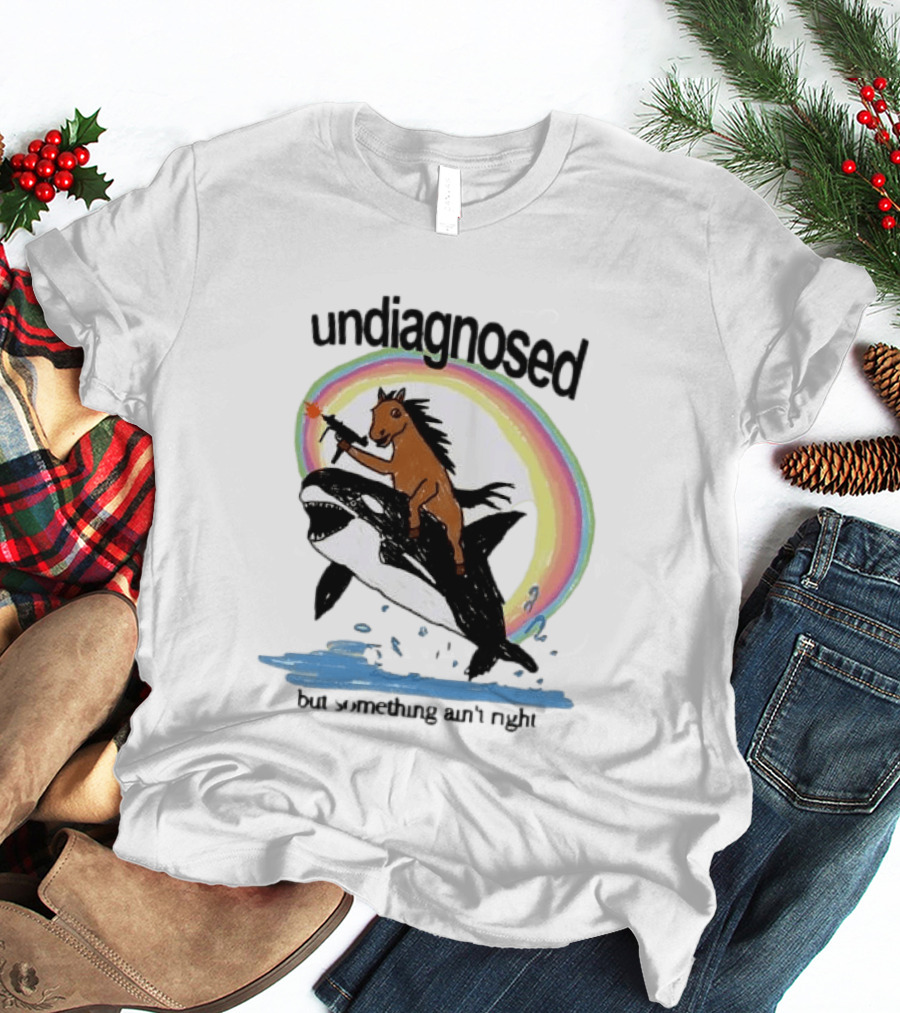 Undiagnosed Horse Riding Orca But Something Ain't Right Gun Rainbow T-Shirt