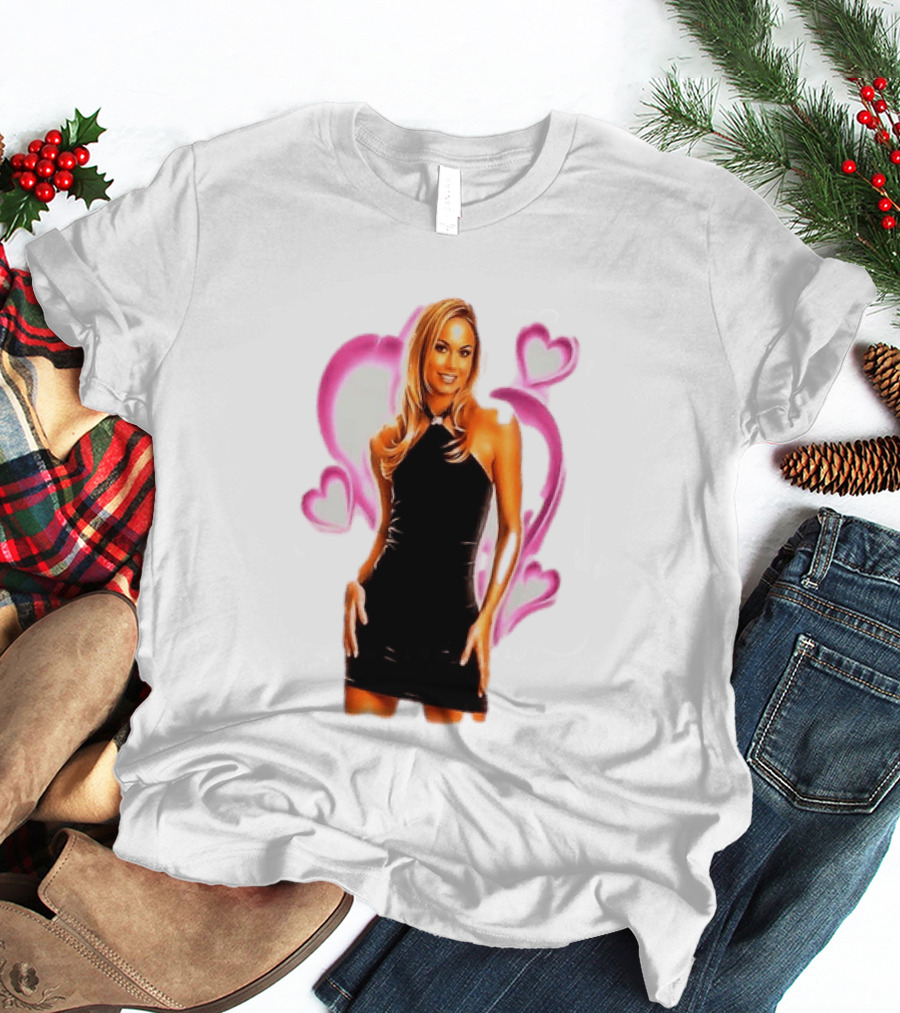 WWE Stacy Keibler Pink Hearts Glamorous Pose T-Shirt