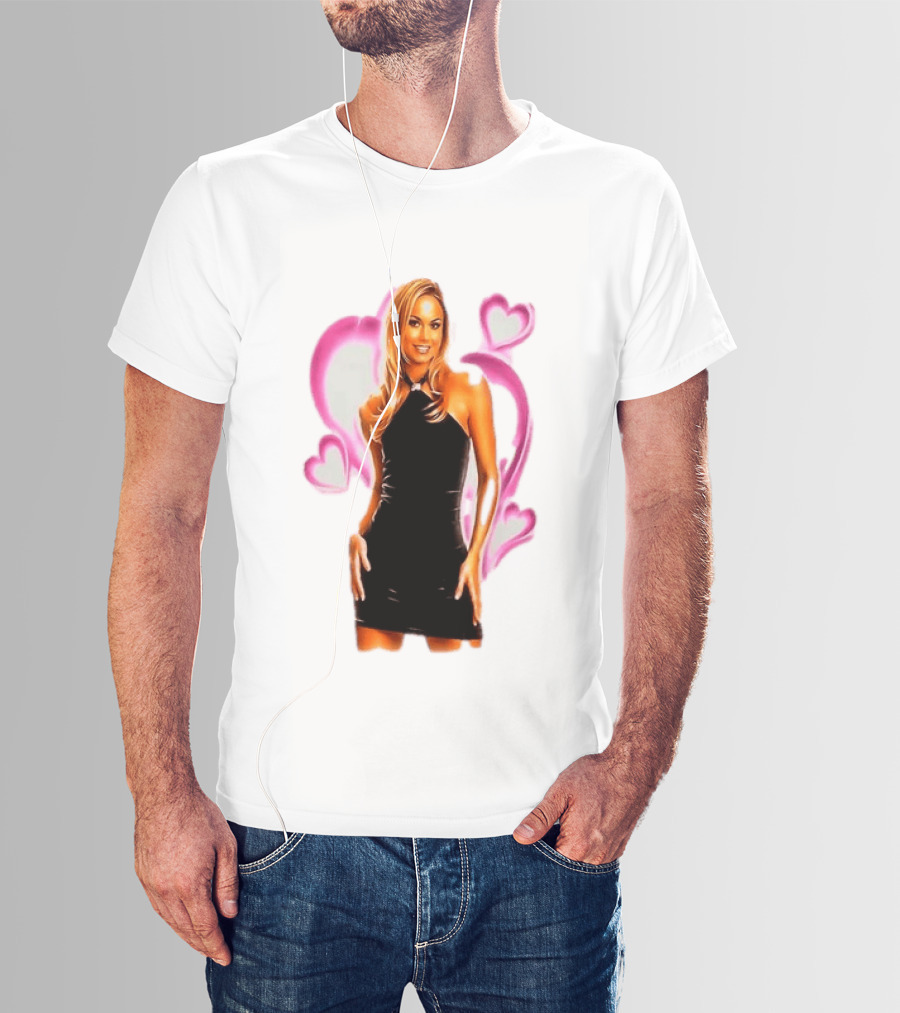 WWE Stacy Keibler Pink Hearts Glamorous Pose T-Shirt