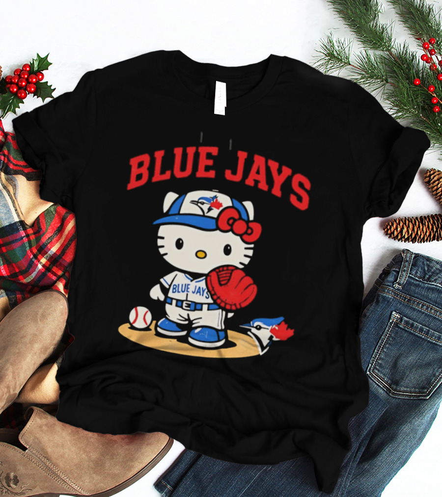 Hello Kitty Toronto Blue Jays Collaboration Baseball Cute Character Merchandise T-Shirt