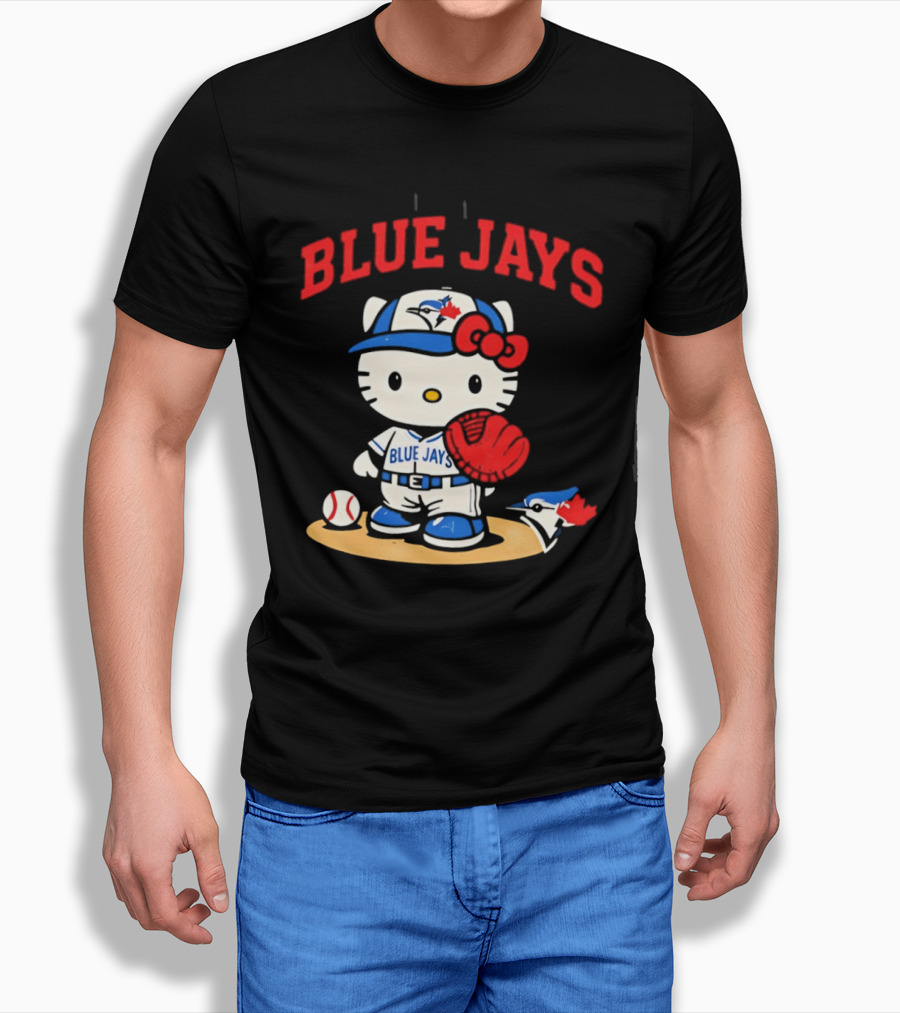 Hello Kitty Toronto Blue Jays Collaboration Baseball Cute Character Merchandise T-Shirt