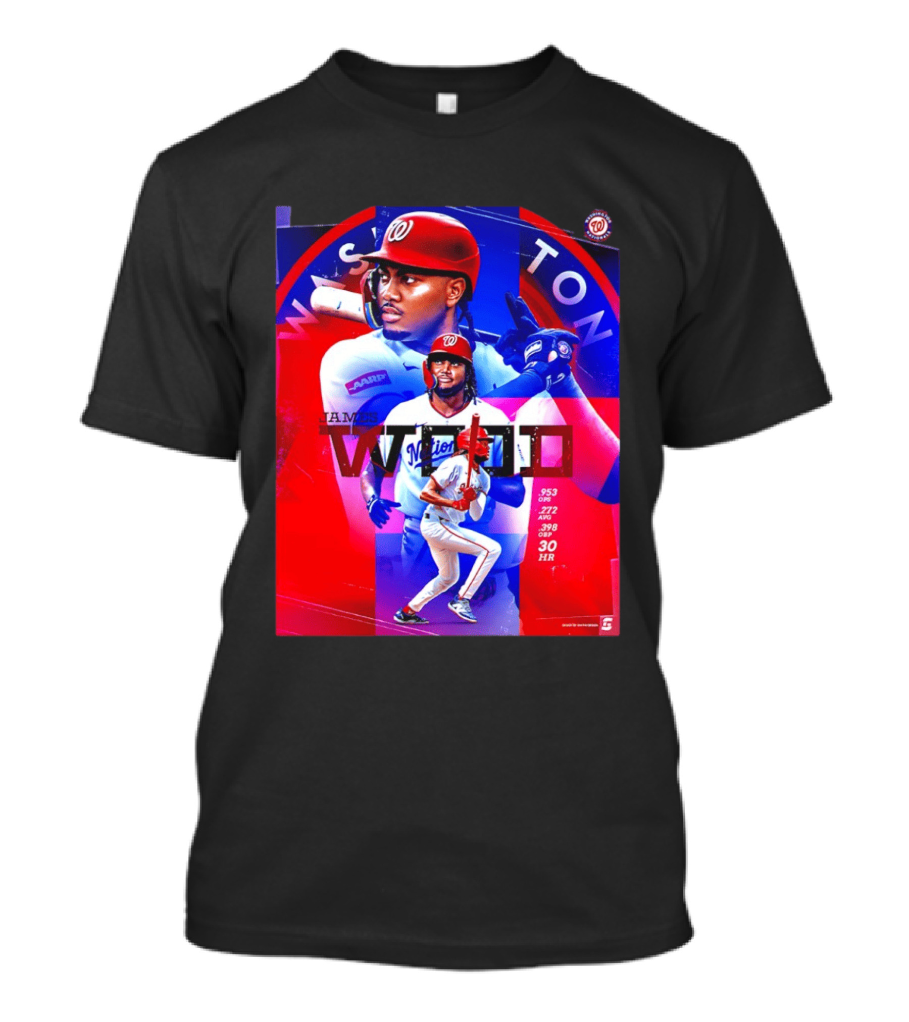 James Wood Washington Nationals .272 AVG .398 OBP 30 HR Collage T-Shirt