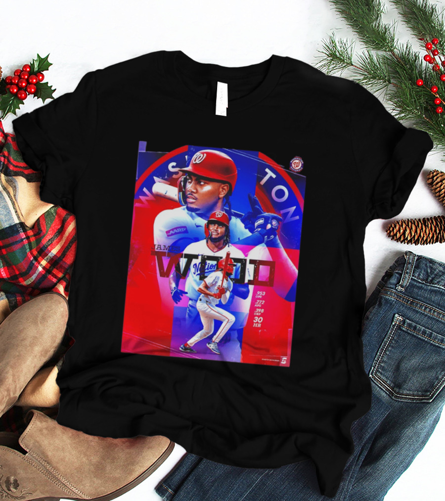 James Wood Washington Nationals .272 AVG .398 OBP 30 HR Collage T-Shirt