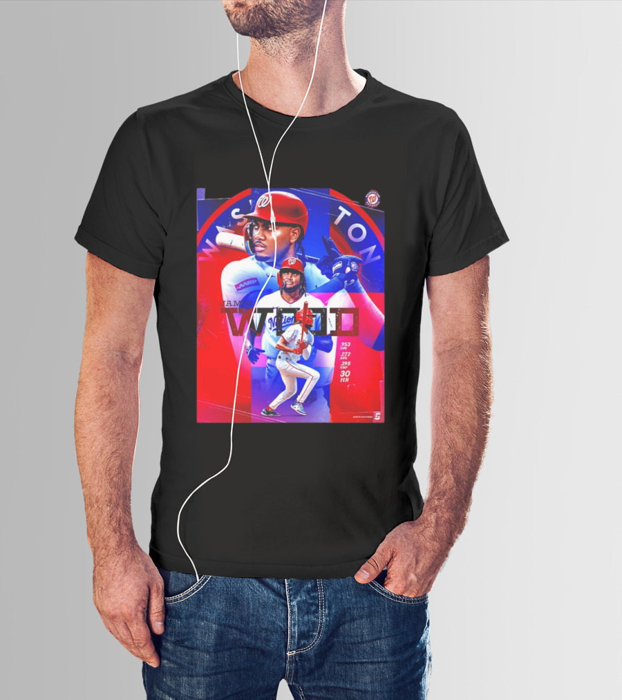 James Wood Washington Nationals .272 AVG .398 OBP 30 HR Collage T-Shirt