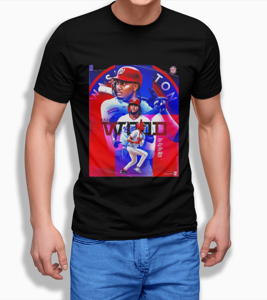 James Wood Washington Nationals .272 AVG .398 OBP 30 HR Collage T-Shirt