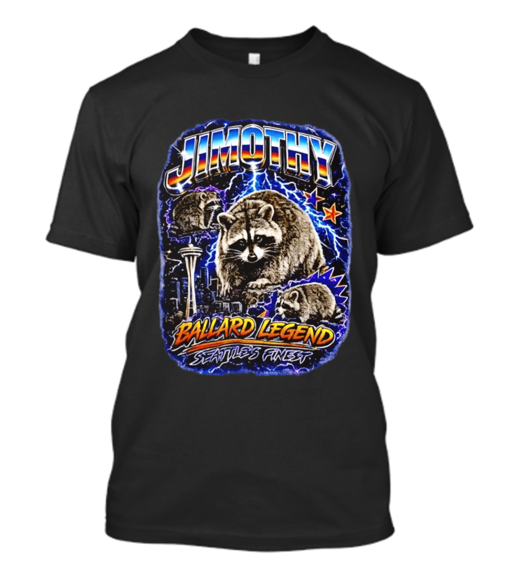 Jimothy Ballard Legend Seattle's Finest Raccoon With Space Needle And Stars T-Shirt